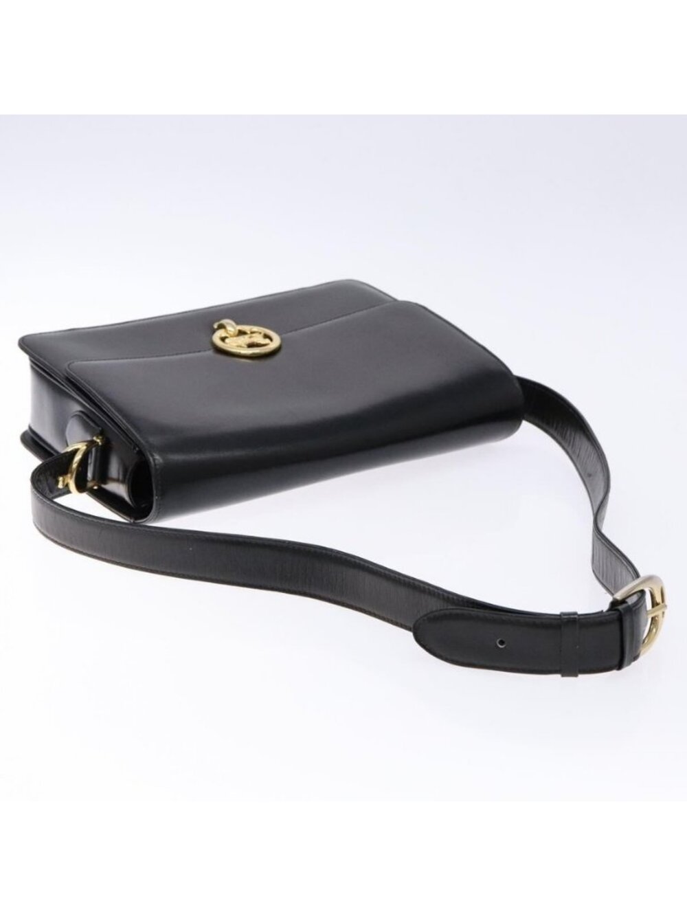 Authentic CELINE Horse Carriage Shoulder Bag Leather Black Gold - Picture 14 of 16